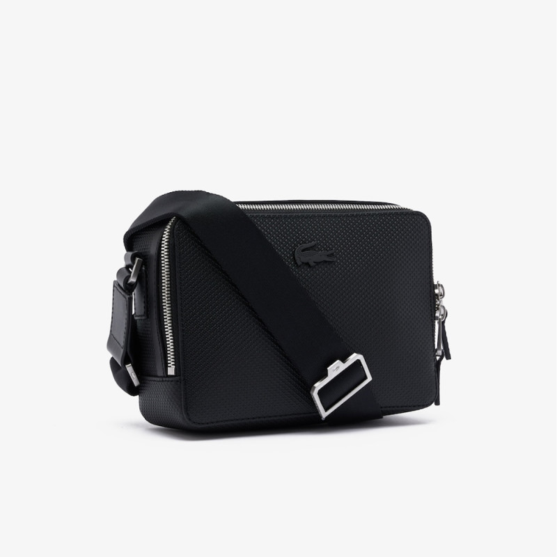 Mini sacoche chantaco Lacoste Noire en cuir | Chez DM'Sports