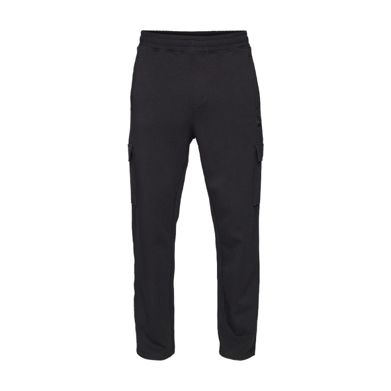BAS DE SURVÊTEMENT HUGO RELAXED FIT EN COTON STRETCH NOIR AVEC BANDE DE CHAÎNE DANDUL