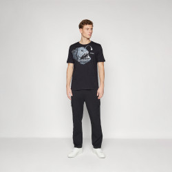 BAS DE SURVÊTEMENT HUGO RELAXED FIT EN COTON STRETCH NOIR AVEC BANDE DE CHAÎNE DANDUL