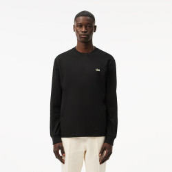 T-SHIRT LACOSTE NOIR MANCHES LONGUES EN JERSEY DE COTON