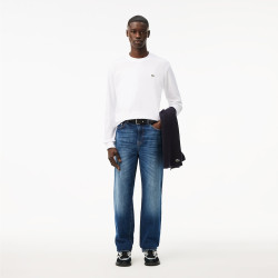 T-SHIRT LACOSTE BLANC MANCHES LONGUES EN JERSEY DE COTON
