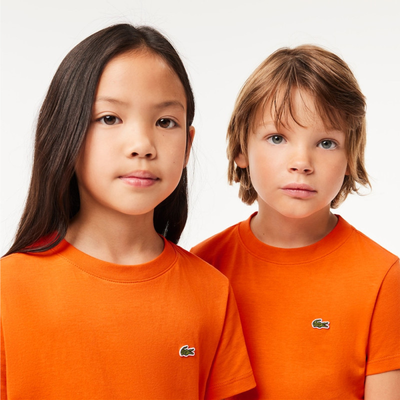 T-Shirt Lacoste enfant uni en jersey de coton Orange | DM'Sports