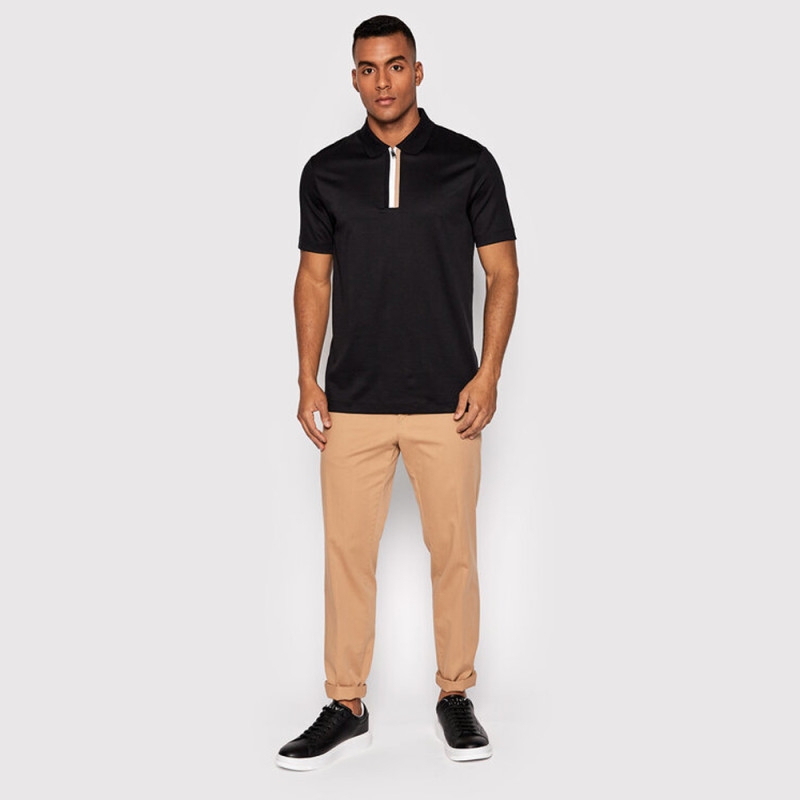 Polo Boss Noir à col montant zippé PARAS14 Chez DM'Sports