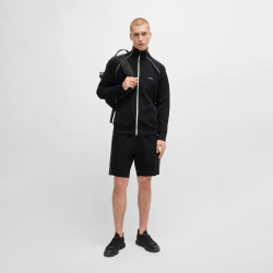 SHORT BOSS HEADLO 1 NOIR EN COTON STRETCH AVEC MOTIF ARTISTIQUE EMBOSSÉ