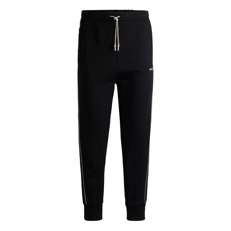 BAS DE SURVÊTEMENT EN COTON STRETCH BOSS HADIKO 1 NOIR AVEC MOTIF ARTISTIQUE EMBOSSÉ