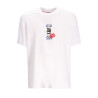 T-SHIRT EN JERSEY DE COTON HUGO DITROSO BLANC AVEC MOTIF ARTISTIQUE ÉTIQUETTE À BAGAGE