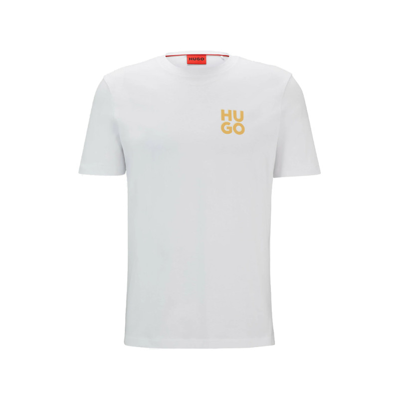 T-SHIRT EN JERSEY DE COTON BLANC BOSS DIMONITI AVEC LOGO REVISITÉ IMPRIMÉ