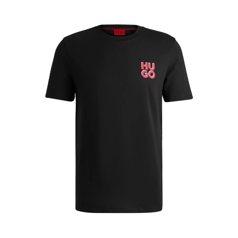 T-SHIRT EN JERSEY DE COTON NOIR BOSS DIMONITI AVEC LOGO REVISITÉ IMPRIMÉ
