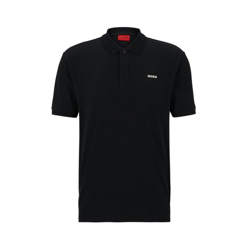 POLO REGULAR FIT NOIR BOSS DONOS222 EN PIQUÉ DOUX AVEC LOGO CONTRASTÉ SUR LA POITRINE