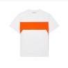 T-SHIRT LACOSTE COLOR-BLOCK EN JERSEY DE COTON BLANC ET ORANGE