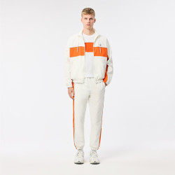 T-SHIRT LACOSTE COLOR-BLOCK EN JERSEY DE COTON BLANC ET ORANGE
