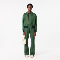 T-SHIRT LACOSTE FEMME MONOGRAMME SLIM FIT EN JACQUARD VERT