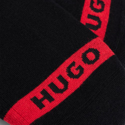 LOT DE TROIS PAIRES DE CHAUSSETTES INVISIBLES NOIRES HUGO EN COTON MÉLANGÉ AVEC LOGOS