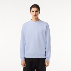 SWEATSHIRT LACOSTE EN DOUBLE-FACE À COL JACQUARD SIGLÉ BLEU CLAIR