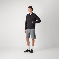 SHORT GRIS BOSS HARIQ EN COTON MÉLANGÉ AVEC LOGO RÉFLÉCHISSANT DÉCORATIF