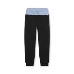 PANTALON DE JOGGING NOIR COLOR-BLOCK BOSS ENFANT EN MOLLETON GRATTÉ DE COTON