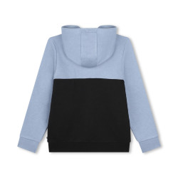 CARDIGAN ZIPPÉ À CAPUCHE COLOR-BLOCK NOIR BOSS ENFANT