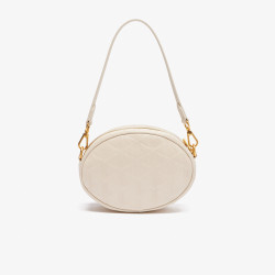 SAC OVALE MAHEKI LACOSTE EN CUIR EMBOSSÉ BEIGE