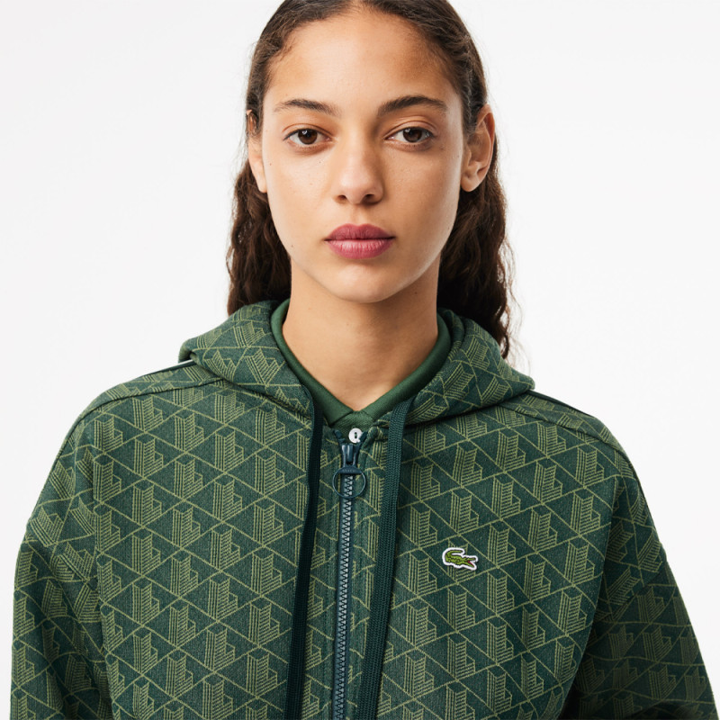 Sweatshirt à capuche Femme Lacoste jacquard Monogramme Chez DM'Sports