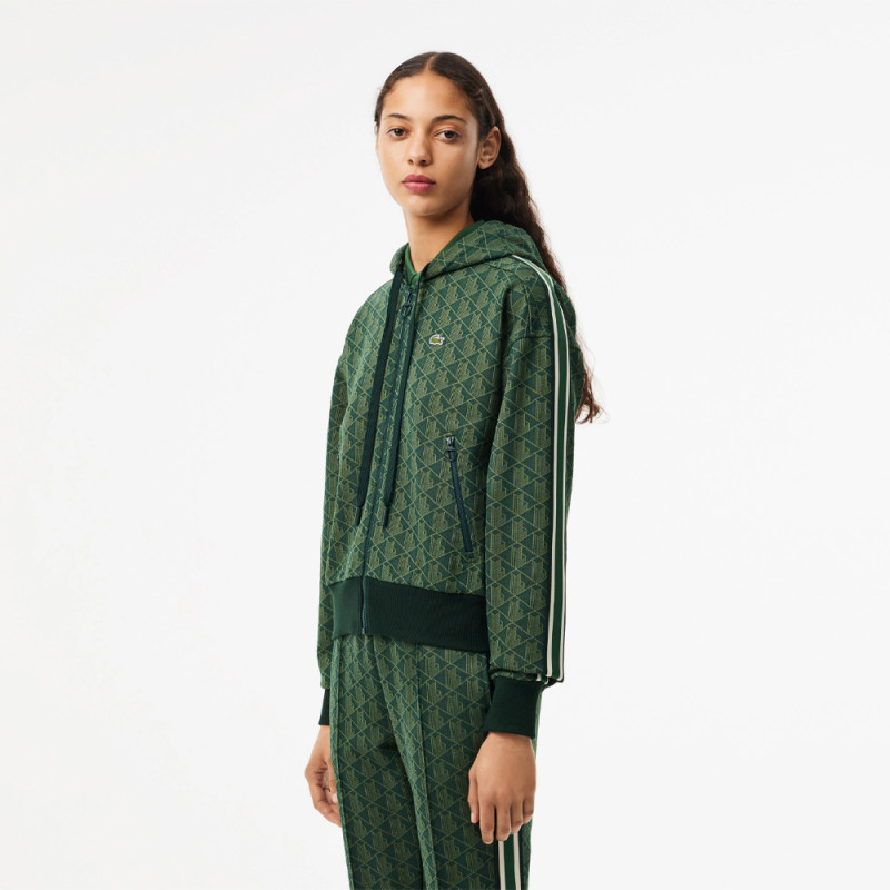 Sweatshirt à capuche Femme Lacoste jacquard Monogramme Chez DM'Sports