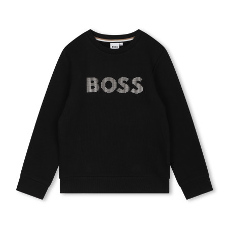 SWEATSHIRT EN MOLLETON DE COTON NOIR BOSS ENFANT