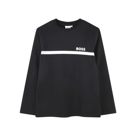 LOT DE 2 T-SHIRTS NOIRS MANCHES LONGUES BOSS ENFANT