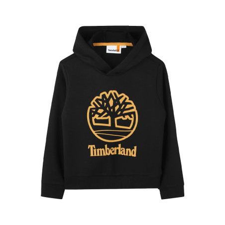 SWEAT NOIR À CAPUCHE AVEC IMPRIMÉ TIMBERLAND POUR ENFANT
