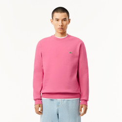 SWEATSHIRT HOMME LACOSTE EN MOLLETTON GRATTÉ DE COTON BIOLOGIQUE ROSE FONCÉ