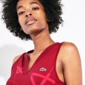 Débardeur col V Tennis Lacoste SPORT rouge respirant à imprimé géométrique