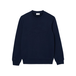 SWEATSHIRT LACOSTE EN MOLLETON AVEC CROCODILE BRODÉ BLEU MARINE