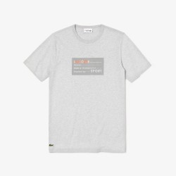T-shirt Lacoste SPORT gris en coton uni avec imprimé en relief