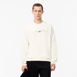 SWEATSHIRT BLANC LACOSTE LOOSE FIT FABRIQUÉ EN FRANCE