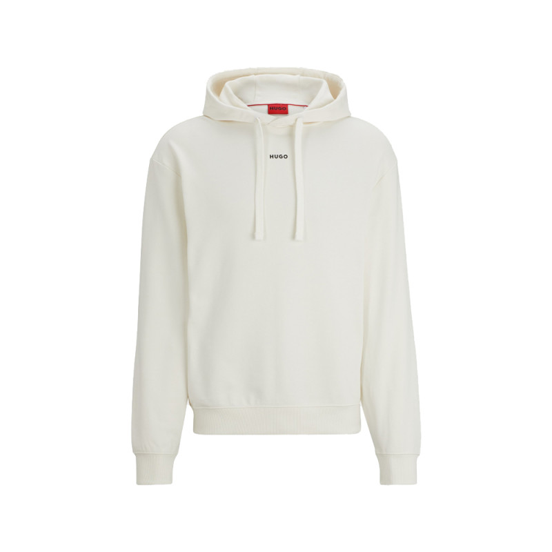 SWEAT À CAPUCHE BLANC CASSÉ AVEC UN LOGO CONTRASTANT SUR LA POITRINE DAPO HUGO