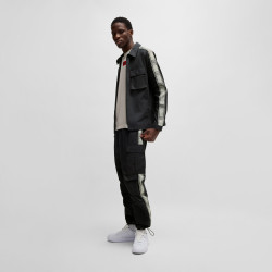 PANTALON CARGO REGULAR NOIR HUGO X RB AVEC BANDES LOGOTÉES GEO244_RB