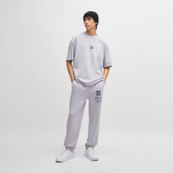 T-SHIRT OVERSIZE LILAS EN JERSEY DE COTON AVEC MOTIF ARTISTIQUE DE LA SAISON HUGO DFLOFIRE