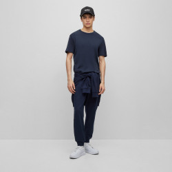 T-SHIRT REGULAR FIT BLEU FONCÉ EN COTON PIMA À LOGO CONTRASTANT HUGO DOZY