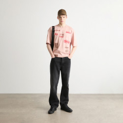 T-SHIRT OVERSIZE ROSE AVEC IMPRIMÉ HUGO X RB DRUVE_RB