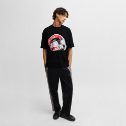 T-SHIRT OVERSIZE NOIR EN HUGO X RB AVEC IMPRIMÉ COURSE DIT_RB