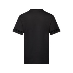 T-SHIRT NOIR AVEC BORDURES À LOGOS SUPERPOSÉES SUR LA POITRINE ET LES MANCHES HUGO DETERNATI