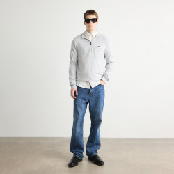 PULL GRIS CLAIR À ENCOLURE ZIPPÉE ET LOGO EN TISSU DRY-FLEX BOSS MOMENTUM-X_QZ