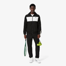 VESTE LACOSTE SPORT COLOR-BLOCK NOIRE ET BLANCHE BANDES GRIFFÉES