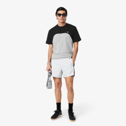 T-SHIRT LACOSTE COLOR-BLOCK JERSEY DE COTON NOIR ET GRIS
