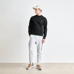 BAS DE SURVÊTEMENT GRIS CLAIR EN COTON MÉLANGÉ AVEC BADGES ET LOGO BOSS HADIKO TAPE