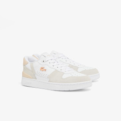 BASKETS BLANCHES ET ROSES LACOSTE T-CLIP SET EN CUIR FEMME