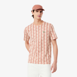 T-Shirt Lacoste en coton Monogramme Beige et Marron Chez DM'Sports Lyon