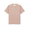 T-SHIRT LACOSTE EN COTON MONOGRAMME BEIGE ET MARRON