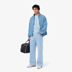 T-SHIRT LACOSTE EN COTON MONOGRAMME BLEU CIEL