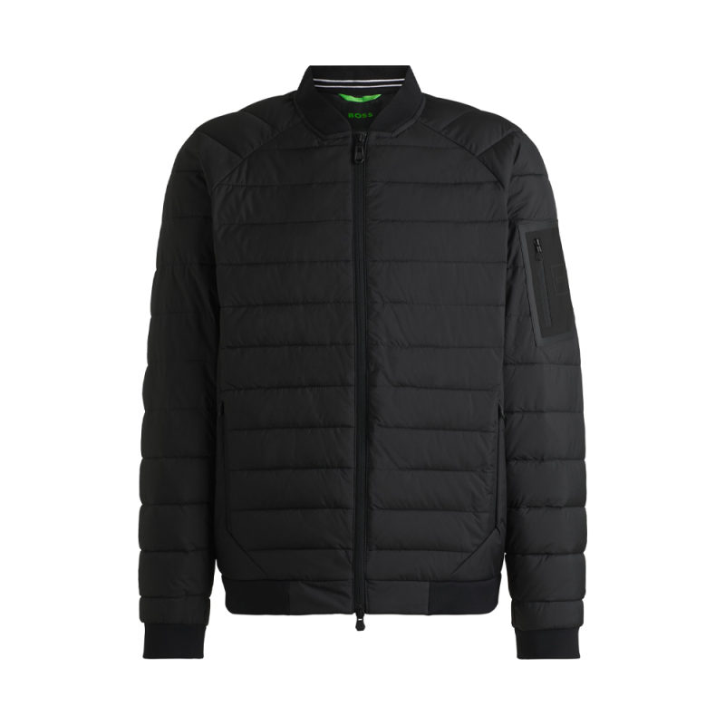 Veste Boss déperlante Noire avec poche logotée sur une manche J_ORDOS