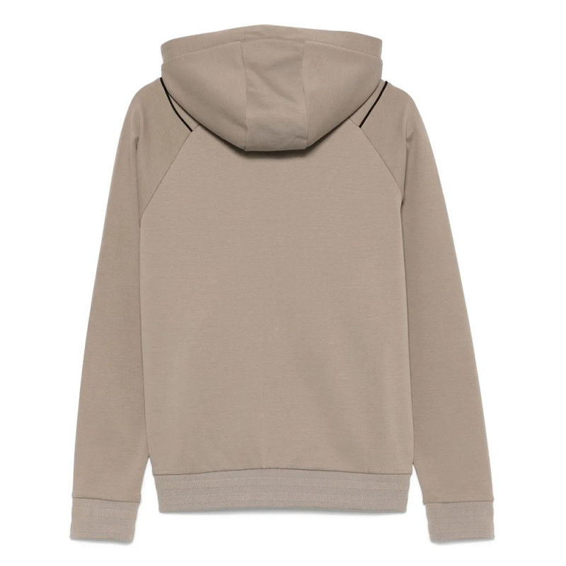 Sweat à capuche zippé Taupe en coton mélangé avec monogramme Double B Saggy TL BOSS
