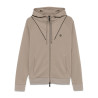Sweat à capuche zippé Taupe en coton mélangé avec monogramme Double B Saggy TL BOSS
